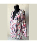 Gap Peasant Blouse Floral White Pink Red Blue V-Neck Pullover Top - Wome... - $451.23 MXN