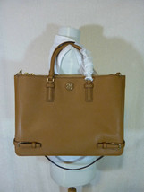 NWT Tory Burch Tigers Eye Tan/Brown Saffiano Leather L Robinson Multi Tote $595 - £448.78 GBP