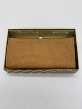 Vintage The French Clutch Lady Buxton Brown Leather Gator Pattern Wallet W/Box - £18.67 GBP