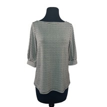 H&amp;M Womens Top Size Small Black and White Houndstooth Banded Sleeve - £10.32 GBP