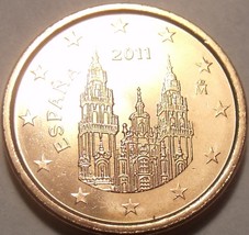 Gem Unc Spain 2011 1 Euro Cent~Cathedral Of Santiago De Compostela~Free Shipping - $3.13