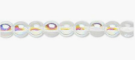 6mm Czech Round Druk Glass Beads, Crystal AB, 16 in strand,  67 clear - £3.21 GBP