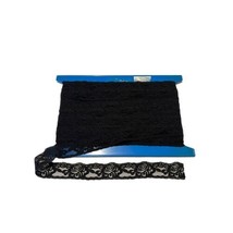 Large Roll Black Floral Lace Stretch Lingerie Trim Roll 1.25” Wide Vinta... - $56.09