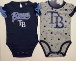Official MLB Tampa Bay Rays Baby Girl Bodysuit 6M - 9M 6-9 Months Set Of 2 - £7.90 GBP