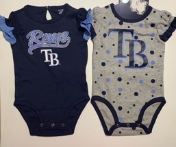 Official MLB Tampa Bay Rays Baby Girl Bodysuit 6M - 9M 6-9 Months Set Of 2 - $10.00