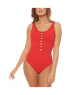 Bleu by Rod Beattie Women Plus 16W Red Cutouts One Piece Swimsuit NWOT DD39 - £51.31 GBP