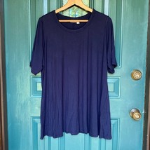 LOGO Lori Goldstein Shirt Womens 2X XXL 2XL Blue Sandra Casual Pocket Sw... - $22.42