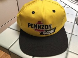 Pennzoil Racing Mens Strap Back Hat Yellow Black Red Nascar Usa Made K Products - £23.72 GBP