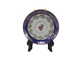 Vintage Porcelain Oscar Schlegelmilch Small Blue Gold Decorative Saucer Plate - £11.78 GBP