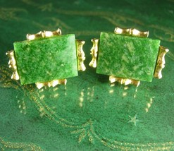 Mystical JADE Oriental cufflinks Gold Dante jewelry Virgo Birthstone Sym... - £131.72 GBP