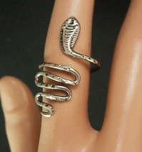 MEXICO snake ring Sterling serpent silver dimensional cuff SIGNED size 4 1/2 to  - £115.90 GBP