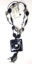 Vintage Lonnie Lovness Necklace Glass Black  Art Glass Statement Jewelry - £17.28 GBP