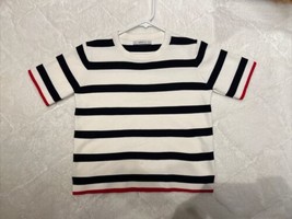 Zara Knit Top Size S Sweater Short Sleeve Striped Black White - £8.97 GBP