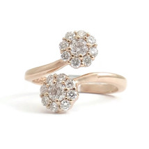 Authenticity Guarantee 
Diamond Cluster Flower Wrap Ring 14K Pink Rose Gold, ... - £1,594.41 GBP