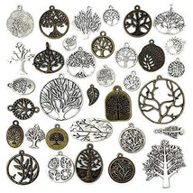 JIALEEY 35 PCS Mixed Tree of Life Charms Pendents DIY for Necklace Brace... - £20.10 GBP