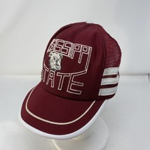 Mississippi State Bulldogs 3 Stripe Mesh Snapback Trucker Hat Men&#39;s Vint... - £30.99 GBP