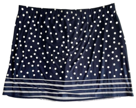 Susan Graver Navy Blue w White Polka Dot and Stripe Pull On Skirt  Size 2X - £20.14 GBP