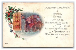 Horse and Carriage Merry Christmas Merrie Christmas Poem DB Postcard N24 - $3.91