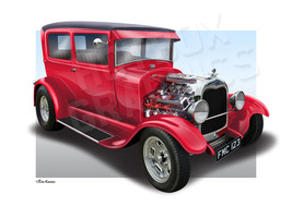 Ford Model A Print - Personalised Illustration Of Your Car - £19.69 GBP
