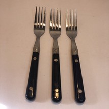 3 Forks Hampton Silversmith Stainless Blue Plastic Handles Flatware 7.75&quot; - $19.79