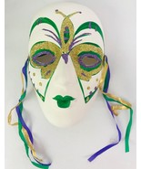 Mardi Gras Mask Purple Green Gold Butterfly Ribbons New Orleans Lafayette - £30.17 GBP