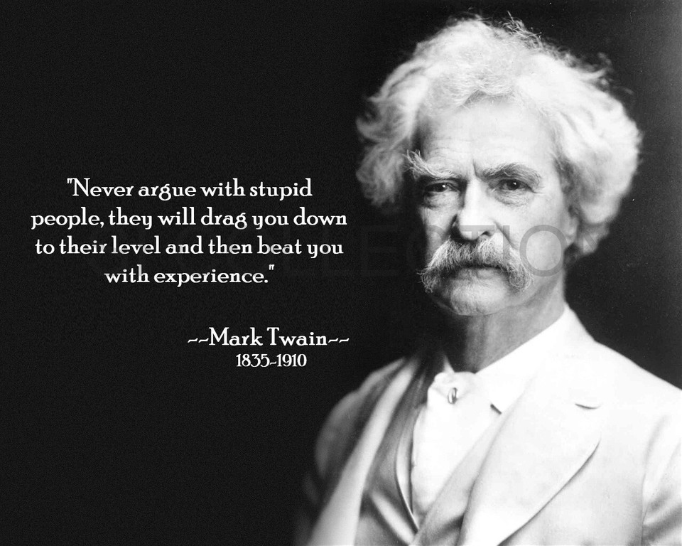 MARK TWAIN &quot;NEVER ARGUE WITH STUPID PEOPLE, THEY...&quot; QUOTE PHOTO VARIOUS... - $5.50+