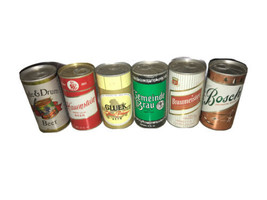 6 Vintage Pull Tab Beer Cans - Fyfe &amp; Drum, Bosch, Hauenstein, Etc - £10.92 GBP