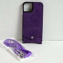 Cell Phone Bumper Case For iPhone 15 Plus 6.7 in Purple PU Leather Lanyard - £6.33 GBP
