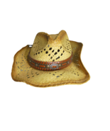 Mens Western Cowboy Hat Crochet Natural Fiber Straw Shapable Brim Hallow... - $285.40 MXN