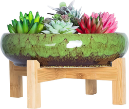 ARTKETTY Succulent Pot, 10 Inch Large Succulent Planter Pot with Stand, ... - £30.39 GBP