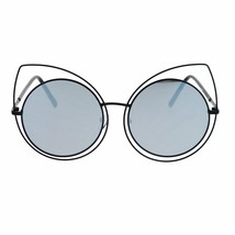 Damen Sonnenbrille Übergröße Runde Katzenauge Doppel Rahmen Spiegel Linse - £10.24 GBP