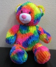 Build A Bear Workshop Rainbow Colored Teddy Bear Plush 17&quot; - £14.53 GBP
