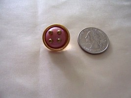 6 Vintage Pink Gold Dot Accent Gold Rim 7/8″ Buttons - £14.09 GBP