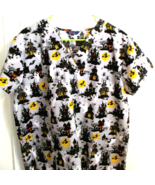 Halloween Scrub Top Spooky Ghosts &amp; Haunted Houses Lrg Ziki 2 Pockets - $130.52 MXN