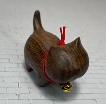 Wooden Cat Figurine Walnut - £11.19 GBP