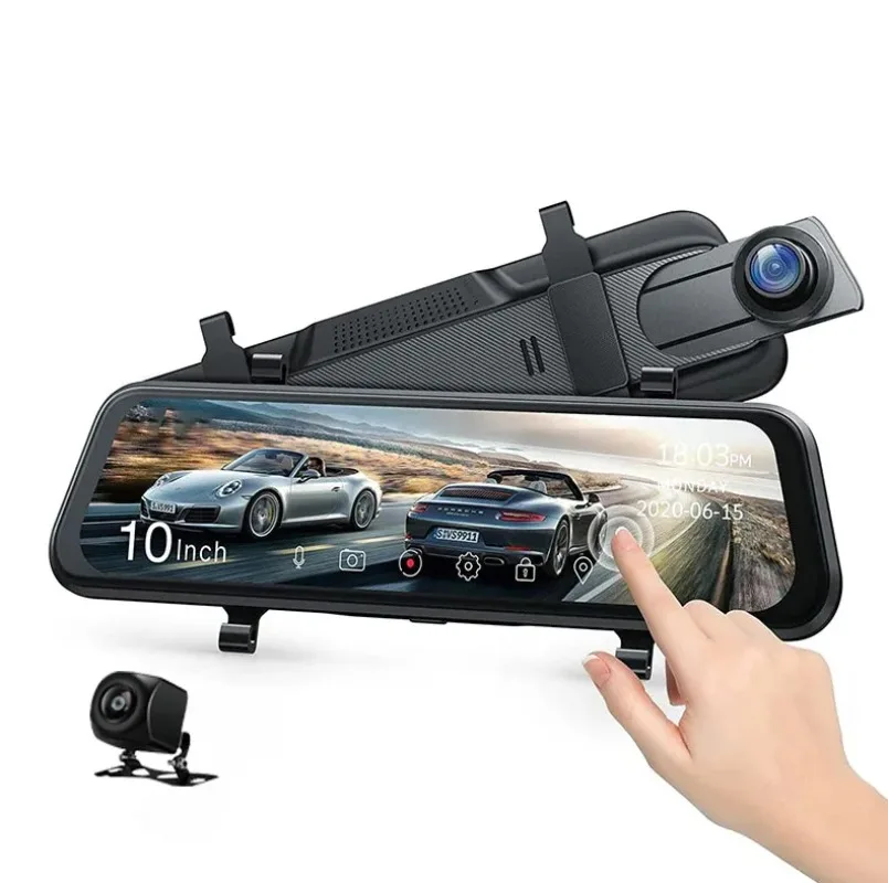 Dash Cam Car Dashboard Car 10&quot; Touch Screen Mirror 1080p Dash Cam Car Dvr Mirror - £70.73 GBP+