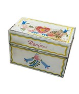 Vintage Metal Recipe Box With Recipe Cards Mid Century Folk Art Retro Ki... - £24.13 GBP