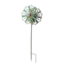 36 Inch Metal Solar LED Kinetic Wind Spinner Garden Yard Art Round Flower - £34.66 GBP
