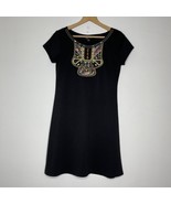 Ronni Nicole Womens 6 Tunic Dress Shift w/ Embellished Neckline Black Te... - $320.43 MXN