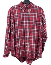 Ivy Crew Mens Shirt Large Red Plaid Classics Flannel Button Down Cotton LS VTG - £15.15 GBP