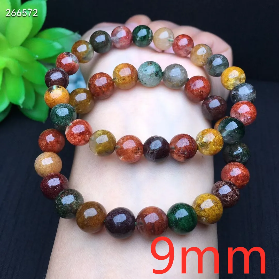 Natural Colorful Phantom Quartz Bracelet Phantom Women Round Beads Stretch Cryst - $49.07