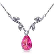 Galaxy Gold GG 14k White Gold Drop Necklace with Genuine Diamonds &amp; pear... - £449.55 GBP+