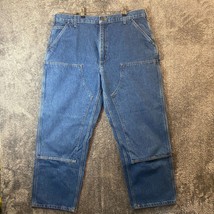 Carhartt Double Knee Jeans Mens 40x30 Medium Wash B73 DST Logger Work Dungaree - £30.87 GBP