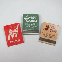 3 Vintage Matchbooks Merrill&#39;s Drug, Longs Drugs &amp; Village Pipe Shop California - £11.87 GBP