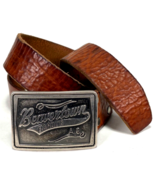 Vintage American Eagle Outfitter Beavertown Bandits Buckle Leather Belt ... - $32.73