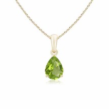 Pear-Shaped Peridot Solitaire Pendant in 14K Yellow Gold (AA, Size- 8x6MM) - £327.91 GBP