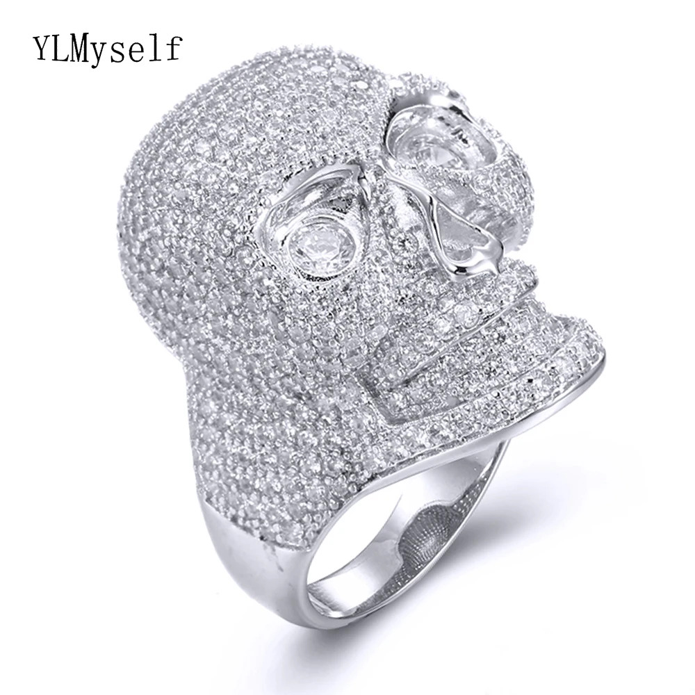 Cool Rock Big Stones Full stones Jewelry Skull-Design Large Rings for Cocktail p - £39.87 GBP