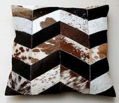 Set of 2- Exotic Tricolor Cowhide Cushion Pillowcases Brown, Black and White Tri - £56.98 GBP