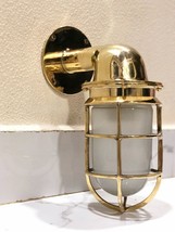 VICTORIAN STYLE BRASS SWAN NECK OUTDOOR ALLEY LIGHT WITH WHITE GLASS LOT... - £501.02 GBP