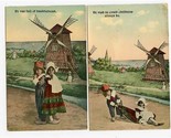 2 Dutch Kids Postcards Windmills childrens alvays be &amp; full of bashfullness - £12.40 GBP
